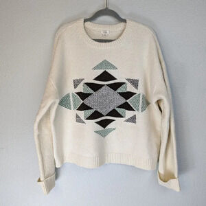 A.N.A. Women's Multicolored Knit Quilt Pattern Sweater Size XXLT